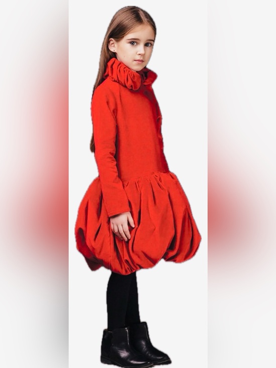 Nikolia Other - NIKOLIA Girls Red Velvet Ruffled Bubble Dress